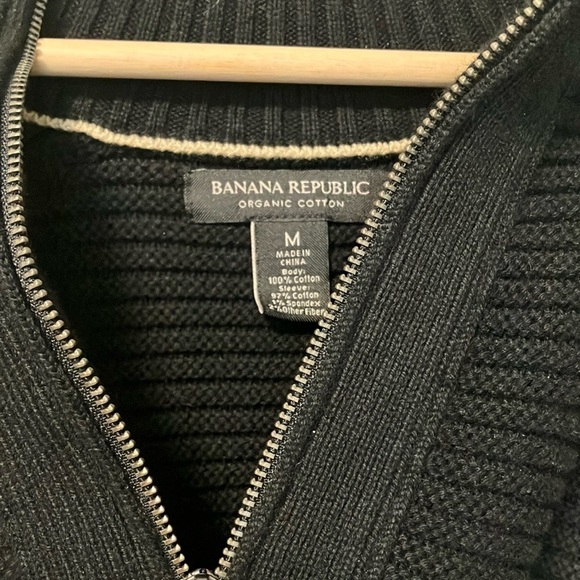 Banana Republic Black Half-Zip Organic Cotton Sweater - Picture 3 of 7